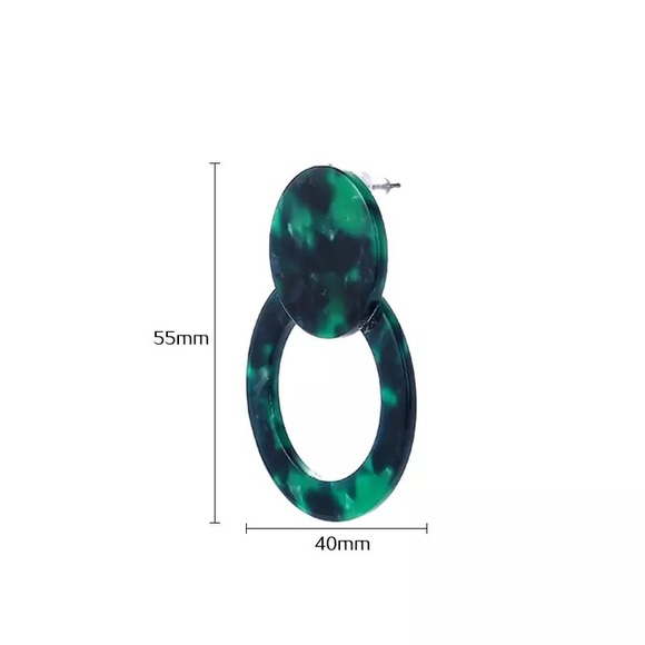 🆕 Emerald City Acrylic Geometric Earrings 💚 - Picture 3 of 8